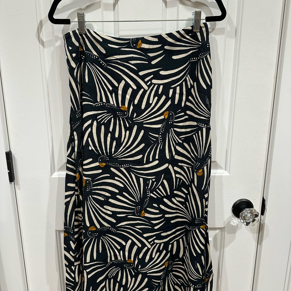 Anthropologie Farm Rio Black & White Animal Print Midi Skirt